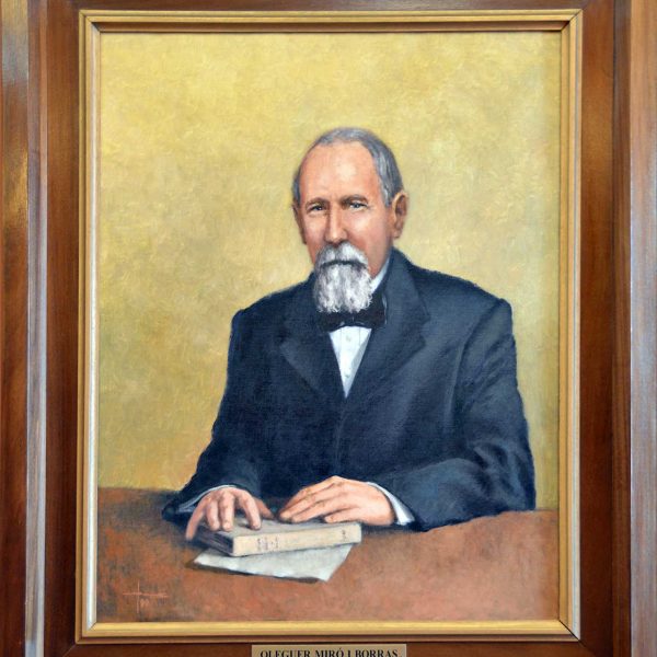 Manresa.- Ajuntament - Sala dels Plens amb pintures dels manresans il·lustres - Retrat d'Oleguer Miró i Borràs 1849/1926 (7/2014)