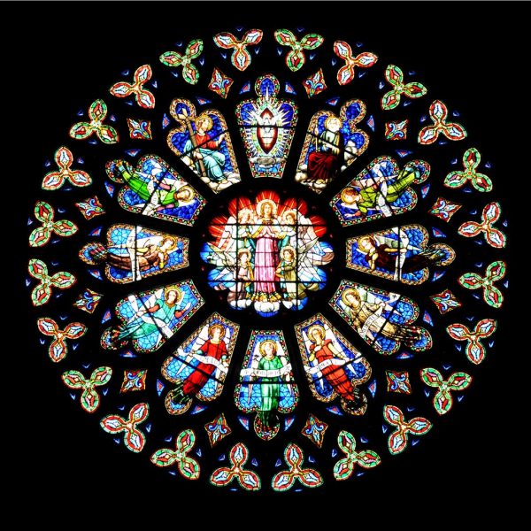 Manresa.- Basílica gòtica de Santa Maria - Gran rosassa de la façana de ponent (1486) (12/2013)