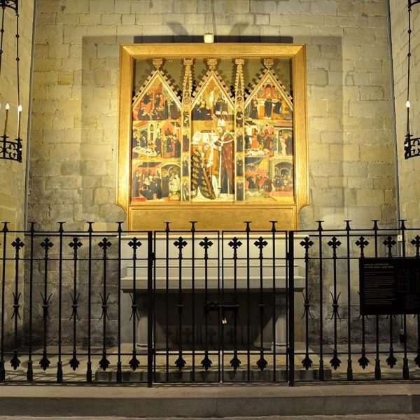 Manresa.- Basílica gòtica de Santa Maria - Retaule de Sant Marc i Sant Anià d'Arnau Bassa (12/2013)