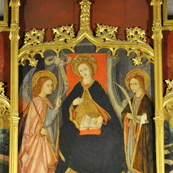 Manresa.- Basílica gòtica de Santa Maria - Detall del retaule de la Santíssima Trinitat d'Antoni Marqués (12/2013)