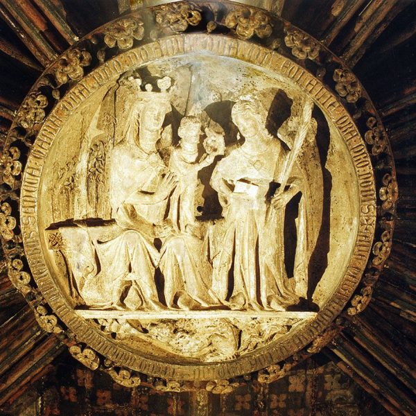 Barcelona.- Catedral de la Santa Creu, gòtica dels S. XIII/XV. Clau de volta de la Cripta de Santa Eulàlia (10/2002)