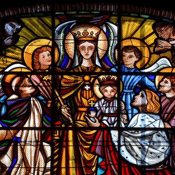 Barcelona.- Basílica barroca de la Mercè construïda entre 1765 i 1775 però d'origen medieval - Detall de la Rosassa (11/2015)