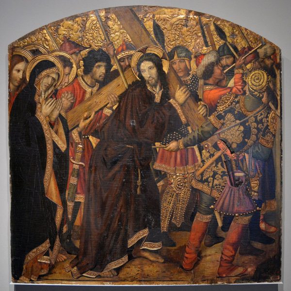 Barcelona.- Convent de Sant Agustí Vell. Taula del bancal de la desapareguda església amb Jesús camí del Calvari (Museu Marès Ref MFM 970) (11/2014)