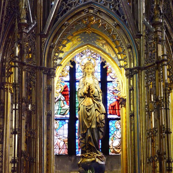 Barcelona.- Església gòtica de la Concepció, S. XV - Vista del retaule (11/2016)