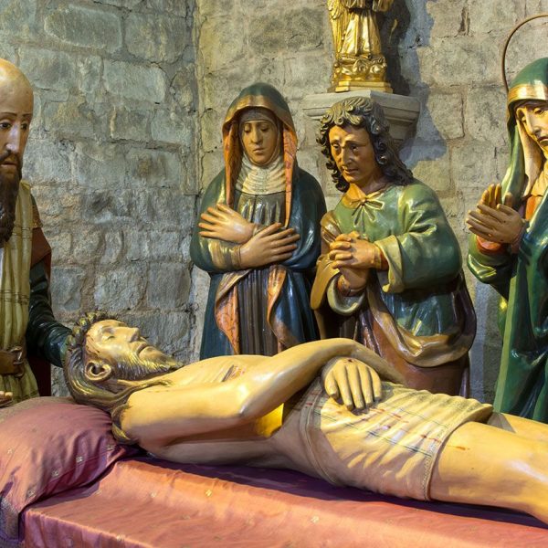 Barcelona.- Església del monestir de Santa Anna, S. XIII. Capella dels perdons amb la reproducció del Sant Enterrament de Gabriel Guardia, S XV (2/2015)