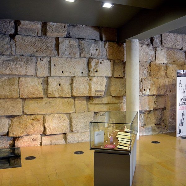 Barcelona.- Casa de l'Ardiaca, construïda sobre la muralla romana, te l'nici d'un aqüeducte i altres elements romans - Vista de la muralla (11/2014)