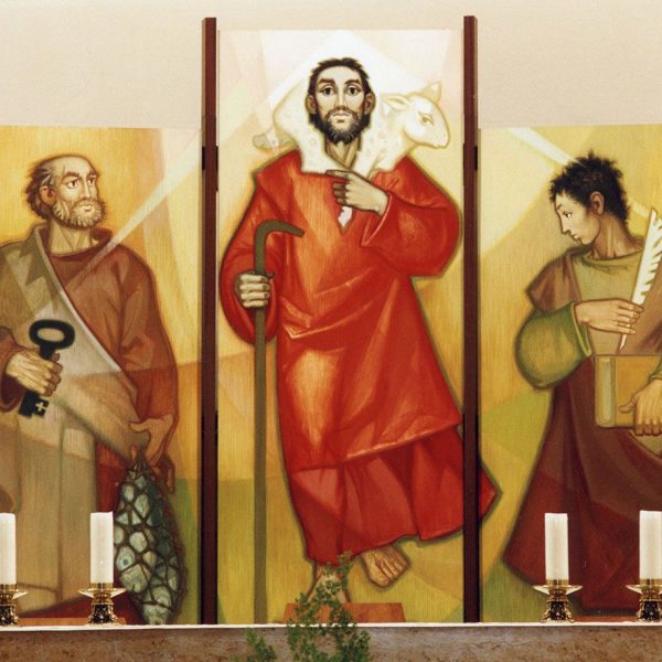 Barcelona.- Seminari Conciliar, obra d'Elies Rogent, es va aixecar entre 1878/1888. Retaule de la Capella pintat per Llucià Navarro (6/2005)