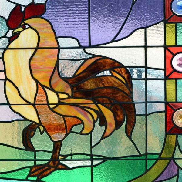 Barcelona.- Casa Lleó Morera de 1905 de Lluis Domènech i Montaner – Detall de les vidrieres del menjador d’Antoni Rigalt (1/2015)