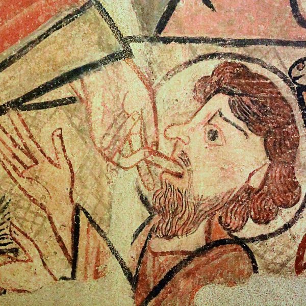 Vic.-Hospital de la Santa Creu. apella amb la reproducció d’unes pintures romàniques del Sant Sopar de la capella de Sta. Caterina de la Catedral de la Seu d’Urgell (7/2018)