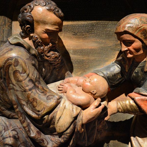 Lleida.- Església de Sant Joan. Detall del naixement de Sant Joan Baptista de Joan Grau (1677/1678) (Museu de Lleida) (9/2018)