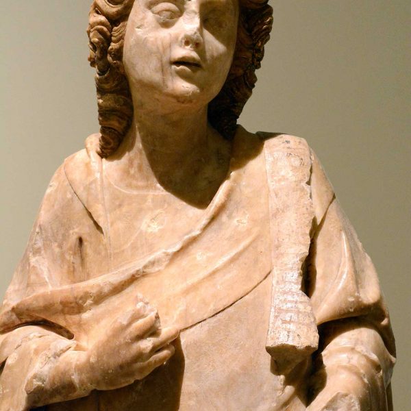 Lleida.- Seu Vella, S. XII a XV. Detall de la imatge de Arcàngel Sant Gabriel, S. XIV (MNAC) (10/2017)