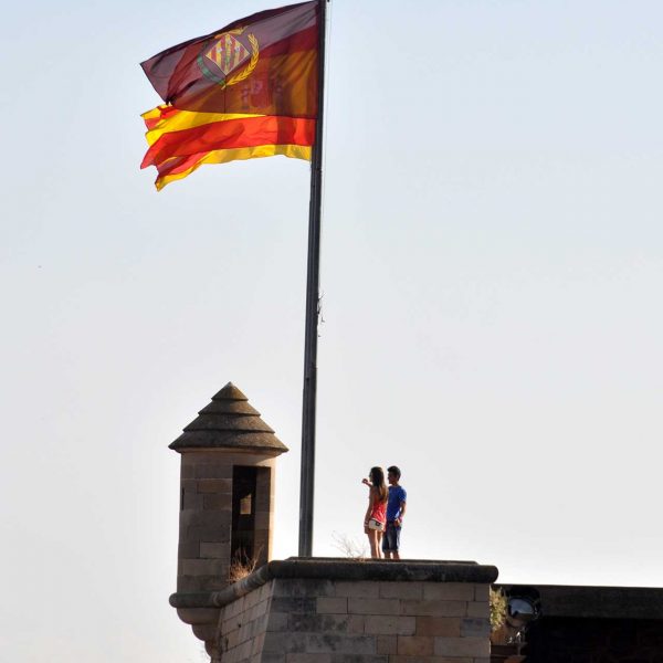 Lleida.- Castell del Rei amb un conjunt de fortificacions dels S. XIII a XIX. Extrem d'un dels baluards dotat de garita (7/2011)