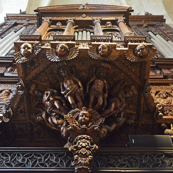 Tarragona.- Catedral de Santa Maria. Orgue barroc del S. XVI projectat l’any 1560 per Mossèn Jaume Amigó (12/2017)