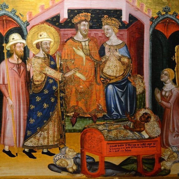 Tarragona.- Catedral de Santa Maria. Retaule de Sant Bartomeu del S. XIV atribuïda al mestre de Santa Coloma (Museu Diocesà de Tarragona) (12/2017)