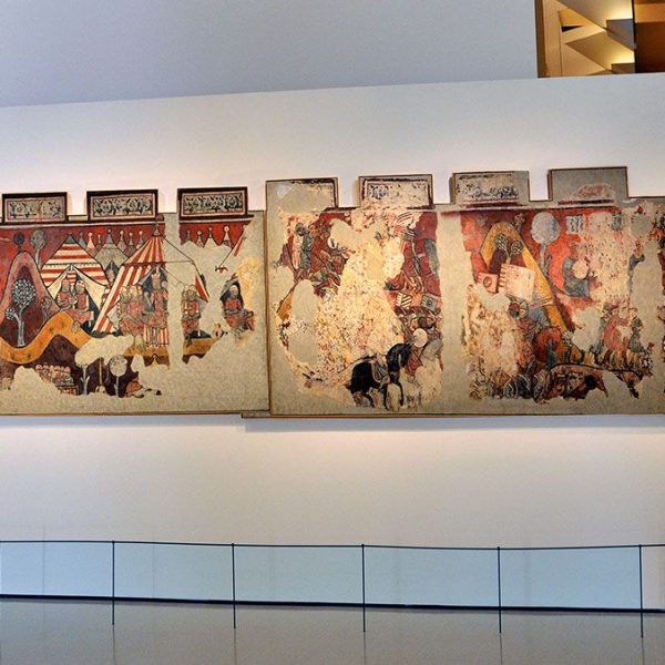 Barcelona.- Palau Aguilar, S. XII/XV. Pintures de la Conquesta de Mallorca, S. XIII localitzades en els anys 60 del S. XX i dipositades al MNAC (10/2017)