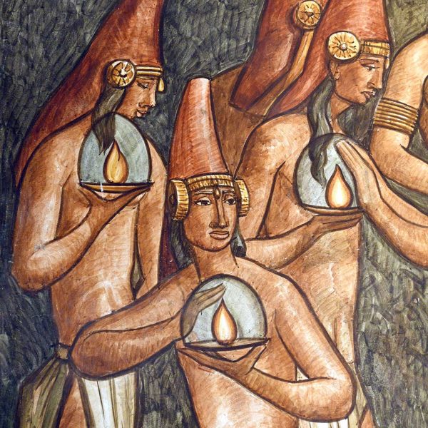 Lleida.- Diputació de Lleida, edifici del S. XVIII organitzat al voltant d’un pati central decorat amb pintures murals al fresc de Josep Minguel i Cardenyes (5/2021)