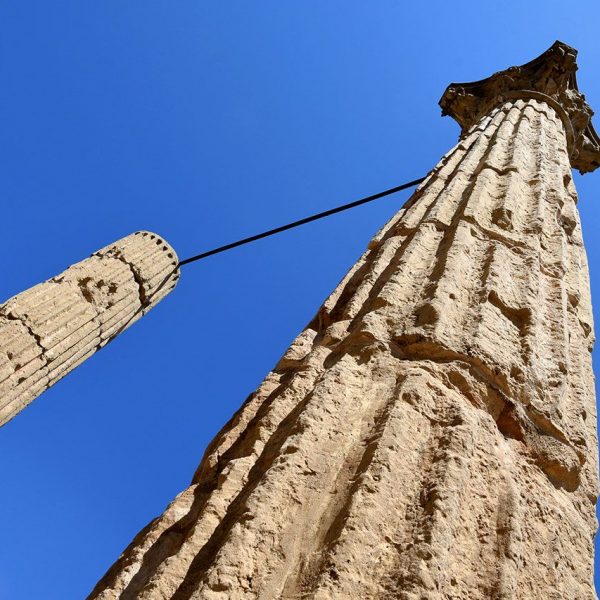 Tarragona.- Fòrum de la Colònia datat cap l’any 30 – Columnes d’ordre corinti corresponents a la columnata interior de la basílica (5/2021)