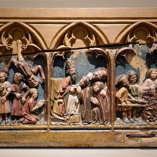 Vic.- Església barroca de la Pietat. Urna de Santa Llúcia i Santa Marcia (Museu Episcopal de Vic) (11/2016)