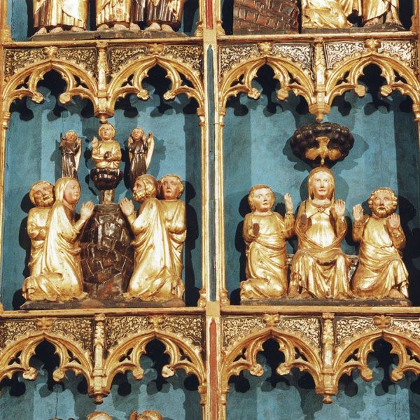 Tortosa.- Catedral de Santa Maria – Detall d’una de les 24 escenes del retaule que narren la Passió i Resurrecció de Crist atribuïdes a Pere Moragues (2/2003)