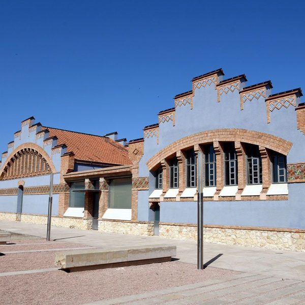 Tortosa.- Museu de Tortosa instal·lat a l’antic escorxador – Aspectes dels pavellons coberts a dues vessants acabats amb plafons esglaonats (7/2022)