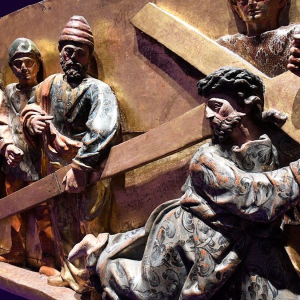 Manresa.- Església del Carme, taules de l’altar major de l’església de Pere Fernández any 1600. “Camí del Calvari” (Museu de Manresa) (4/2024)