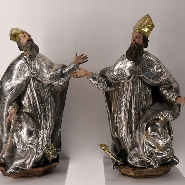 Lleida.- Seu Nova.- Imatges de Sant Ambrosi del 1750 d’argent cisellat i policromat (Museu-Lleida) (4-2024)