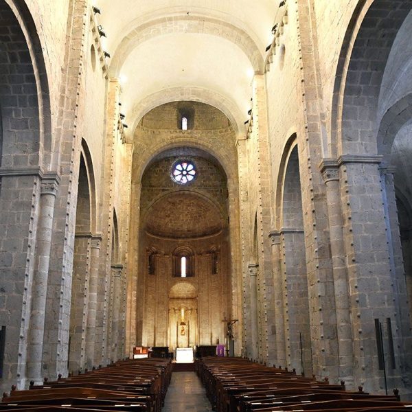 La Seu d'Urgell.- Catedral de Santa Maria, S. XII de planta basilical de tres naus, la central coberta amb volta de canó i les laterals amb volta d’aresta (3/2025)