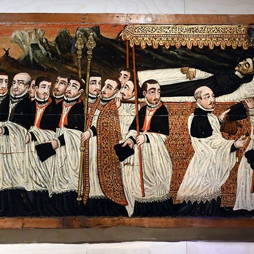 La Seu d'Urgell.- Catedral de Santa Maria, S. XII – Translació (Ben escrit) del cos de fra Ponç de Planès atribuït al Mestre Çanou (1600) (Museu Diocesà d’Urgell) (2/2025)