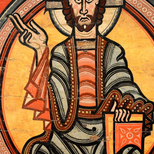 La Seu d’Urgell.- Detall del frontal d’altar del S. XII procedent d’alguna de les esglésies de la Seu d’Urgell (MNAC) (4/2017)