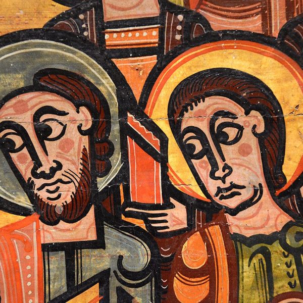 La Seu d’Urgell.- Detall del frontal d’altar del S. XII procedent d’alguna de les esglésies de la Seu d’Urgell (MNAC) (4/2017)