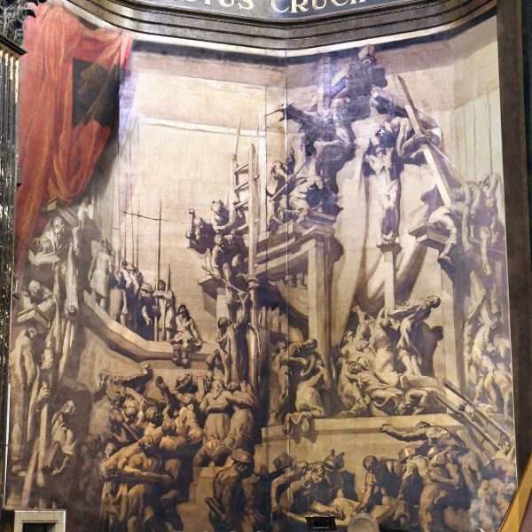 Vic.- Catedral neoclàssica de Sant Pere de l’any 1803 – Pintures de Josep Maria Sert de l’absis amb escenes de la crucifixió, l’enterrament i l’ascensió de Crist (1/2026)