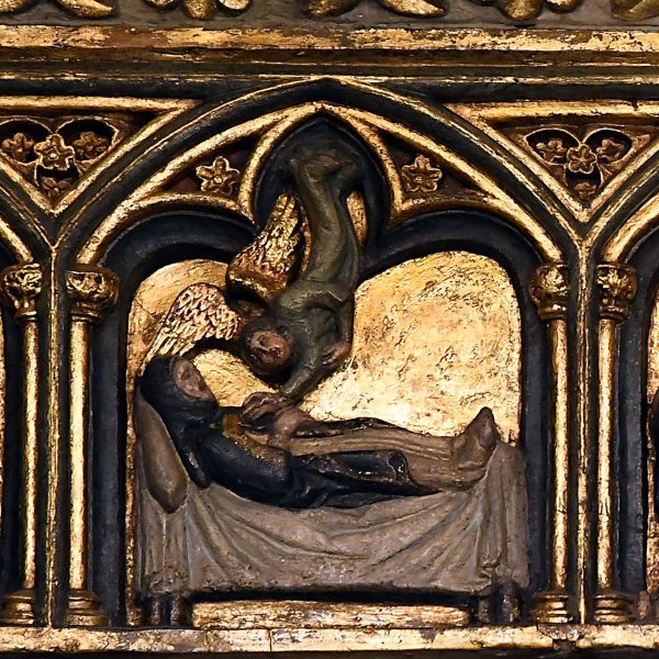 Barcelona.- Catedral de la Santa Creu i Santa Eulàlia – Sepulcre de marbre blanc policromat de Sant Ramón de Penyafort, S. XV amb escenes en relleu de la vida del Sant (1/2026)