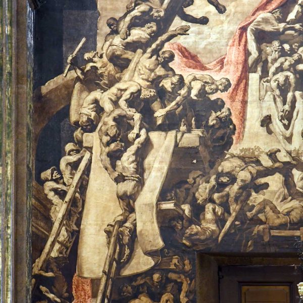 Vic.- Catedral de Sant Pere de l’any 1803 – Detall de la pintura del judici de Jesús on predominen les masses i figures nues i voluminoses amb gran contrast de clarobscurs (1/2026)