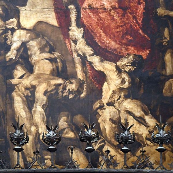 Vic.- Catedral de Sant Pere de l’any 1803 – Detall de la pintura del judici de Jesús on predominen les masses i figures nues i voluminoses amb gran contrast de clarobscurs (1/2026)