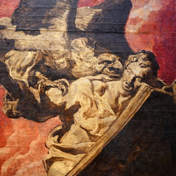 Vic.- Catedral de Sant Pere de l’any 1803 – Detall de la tela de Sant Joan Evangelista de l’any 1926 salvat de la crema de l’església durat la guerra (1/2026)