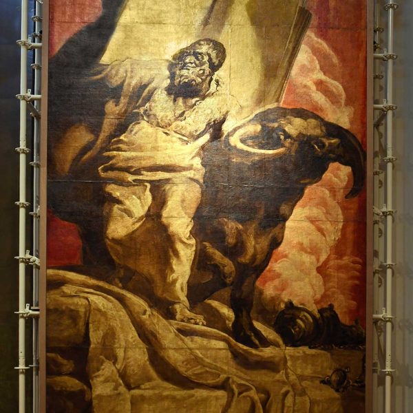 Vic.- Catedral de Sant Pere de l’any 1803 – Tela de Sant Marc de l’any 1926 exposada al deambulatori (1/2026)