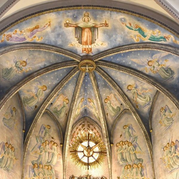 Terrassa.- Catedral del Sant Esperit del 1574 – Pintures murals de l’absis realitzades al fresc pel pintor Antoni Vila Arrufat als anys 40 del S. XX (2/2026)