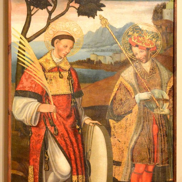Vic.- Església del Carme, S. XVIII – Compartiment de retaule amb les representacions de Sant Vicenç i Sant Segimon (M.E.V.) (11/2016)
